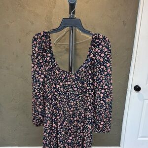 Floral Maxi Dress - Navy and Pink